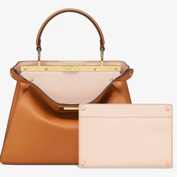 Cheap HOT Medium Brown Fendi Peekaboo Nappa Bag ISeeU Laether In 0622